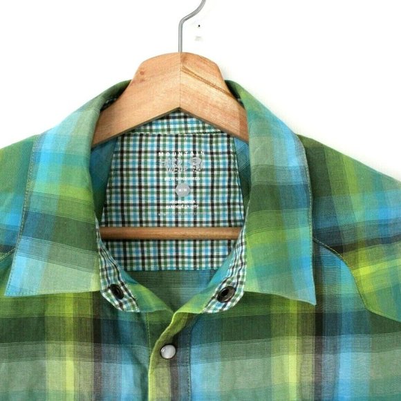 Mountain Hard Wear Mens Medium Short Sleeve Pearl Snap Button Up Summer Shirt - Picture 7 of 7